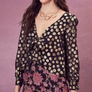 For Love and Lemons Lottie Tie Front Blouse